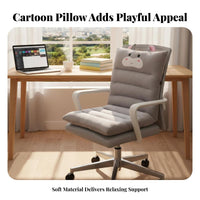 Thickened Padding Single-Piece Seat Back Cushion Ergonomic Design Velvety Office Chair Pad Anti-Slip Straps for Children, Home, Bedroom