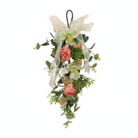 Artificial Flower Swag Realistic Look Hanging Floral Arrangement door Artificial Flower Teardrop Swag for Farmhouse