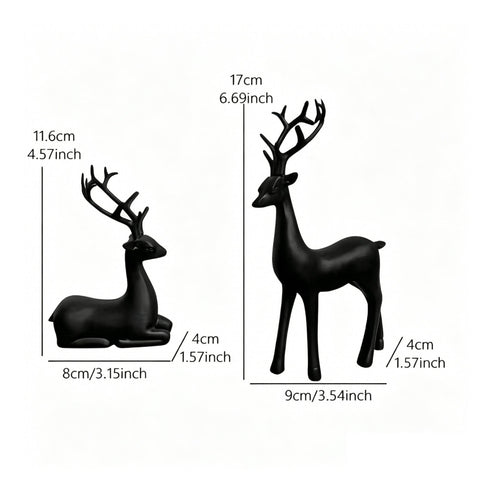 2 Pieces Resin Deer Decor Realistic Deer Figurine Cute for Vintage Cabinet