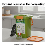 Kitchen Compost Container with Lid Wet-Dry Separation Kitchen Compost Bin Indoor Food Waste Bin Large Capacity for Under Sink