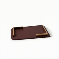 Leather Tray with Corner Rails Minimalist Leather Catchall Tray Multipurpose Desktop Storage Organizer for Console Table