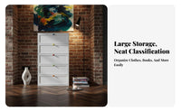 5-Drawer Narrow Chest Floor-Standing Narrow 5-Drawer Chest of Drawers Space-Saving Sturdy Frame for Students, Homeowners