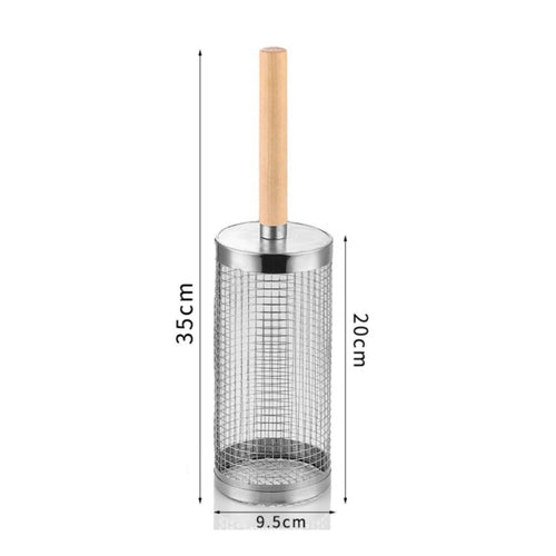 Cylindrical Barbecue Basket Heat Resistant Rolling Grill Basket Large Capacity