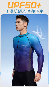 AQUAPLAY安泊来分体泳衣男长袖长裤套装海边度假防晒冲浪服潜水服
