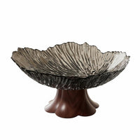 Pedestal Fruit Bowl Elegant Design Faux Wood Base Fruit Basket Food Grade Material High Foot Snack Dish for Party, Entryway