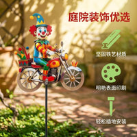 2D Metal Bicycle Clown Wind Spinner for Garden Decoration