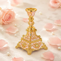 Ornate Candlestick Holder Glossy Metallic Look Single Head Candlestick Holder