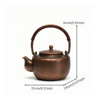 Hammered Copper Tea Kettle Compact Handmade Copper Tea Kettle Vintage Influenced Teapot with Lid for Collectors
