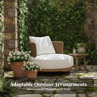 4-Piece Woven Patio Set sturdy Wood Frame Outdoor Furniture Low Maintenance Thick pads for Homeowners, Entertainers, rearyard