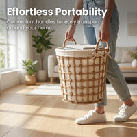 Woven Laundry Basket, Cotton and Linen, Japanese Style
