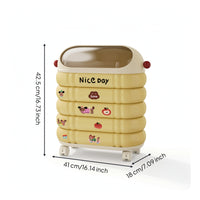 Rolling Trash Bin Modern Wastebasket Smooth for Bathroom, Bedroom