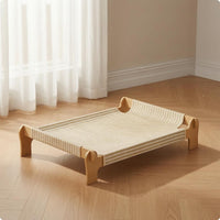 Woven Elevated Feline Bed Low-Height Sisal Feline Bed Rectangular Pet Furniture Breathable