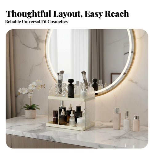2-Tier Vanity storage-areasaving Makeup Organizer Large Capacity for Gift Givers