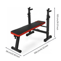 Folding Weight Bench Space-Saving Barbell Rack Bench Red Trim