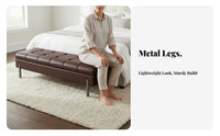 Light Luxury Design End of Bed Bench Comfortable Seating Upholstered Bed End Ottoman High-Resilience Cushion Modern Long Stool Multifunctional for Homeowners, Families, Pet Owners, Living Room, Hallway, Walk-in Closet