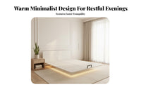 Floating Bed Frame Minimalist Design Bedroom Furniture Very Thin Headboard for Minimalists, Apartment Dwellers, Guest Room