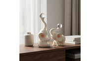 Housewarming Gift Elephant Figurine with Crystal Ball Creative Design Good Luck Elephant Ornament Upraised Trunk for Living Room, Entryway, Office, Bedroom