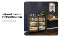 Multi-Tier Cupboard with Fluted Doors Particle-Resistantresistant Storage Cabinet Sturdy Construction Adaptable for Homeowners