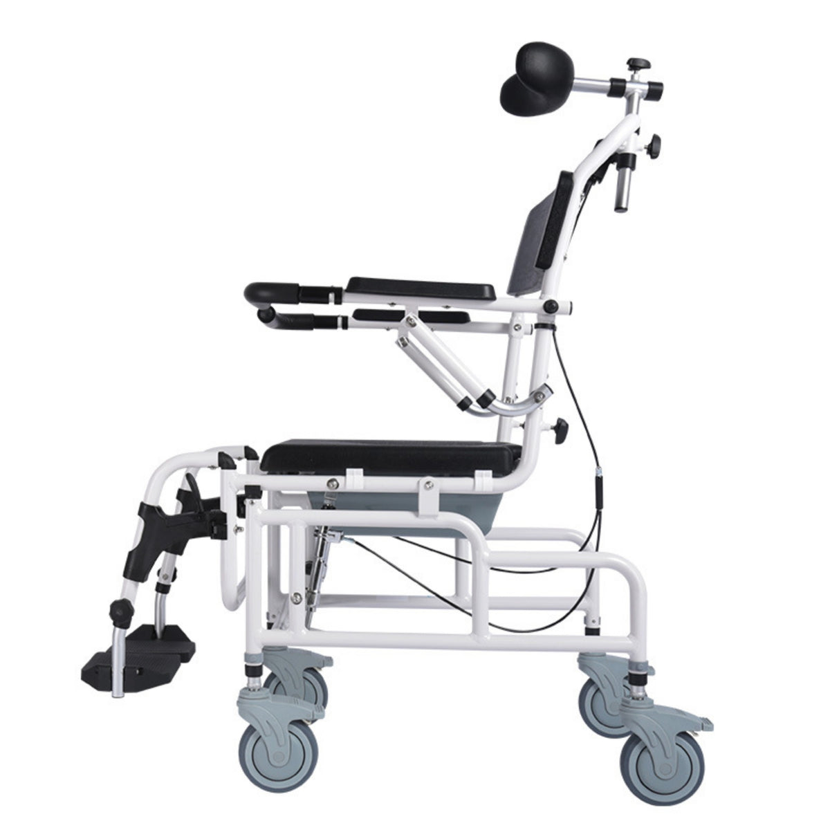 Reclining Shower Commode Transport Chair Wheeled for, Patients