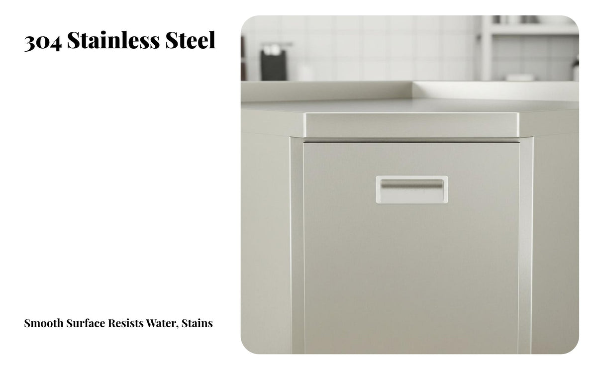 Integrated Countertop Stainless Steel Kitchen Cabinet Rust Proof Kitchen Base Cabinet with Sink Easy to Clean Household Furniture Large Capacity Storage for Homeowners, Cooking Enthusiasts, Renovators, Home, Pantry, Utility Room, Garage
