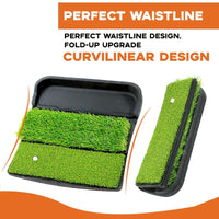 Golf Three-Fold Hitting Mat with Tray, Foldable, Two-Tone Grass, Portable Practice Mat