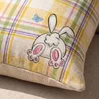 Easter Bunny Pillow Cover Machine Washable Easter Pillow Cover Zipper Bunny Print Throw Pillow Case for Families, Living Room, Sofa, Armchair