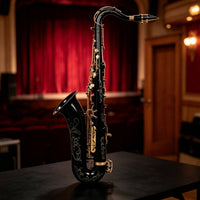 Brass Tenor Sax with Case Lacquered Tenor Saxophone Engraved Woodwind Curved for Beginners, Students, Players, Band Practice, Rehearsals, Stage