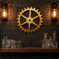 Wooden Gears Wall Decor Antique Look Steampunk GearOrnament Handmade for Cafe
