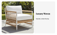 4 Pieces 4-Piece Rope Weave Seating Modern and Design Outdoor Furniture Long-Lasting Frame Thick Cushiony Pads for Balcony