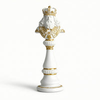 Chess Statue with Pedestal Gold Chess Figurine Decorative for Mantel, Bookshelf