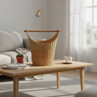 Imitation Rattan Storage Tote Easy to Clean Toilet Paper Holder Basket With Handles Toilet Paper Basket for Bedroom