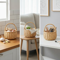 Basket with Handle Lightweight Woven Basket Portable for Picnic