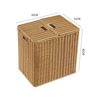 Rattan Storage Box Double Flipaccessible Woven Storage Bin Built-in Handles
