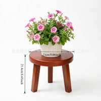 Round Solid Wood Plant Stand, 1-Tier, Brown, for Indoor/Outdoor Use