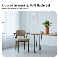 Upholstered Wood-Frame Chair With Armrests Upholstered Backrest Chair Ergonomic Design Minimalist design look for homeowners