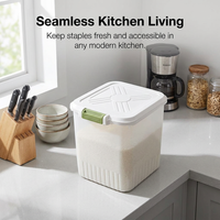 Rice Storage Container with Wheels, Airtight Food Storage, Kitchen Storage Bin, Cereal Dispenser, Gr - Image 4