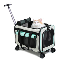 Foldable Breathable Cat Carrier Bag with Trolley for Travel and Car Use