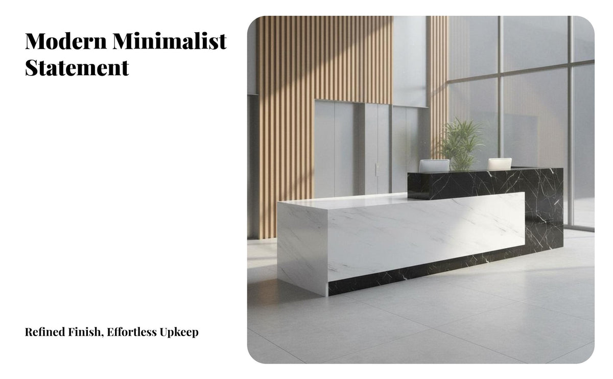 Modern Reception Desk E1 Grade Board Marble Pattern Front Desk Hard-Wearing Construction Long Information Counter for Business Owners, Medical Office