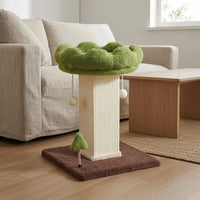 Scalloped Edge Scratching Post Cat Tree Hanging Ball Toys Small Cat Tree Green and Brown Sisal Scratching Post Stable Base
