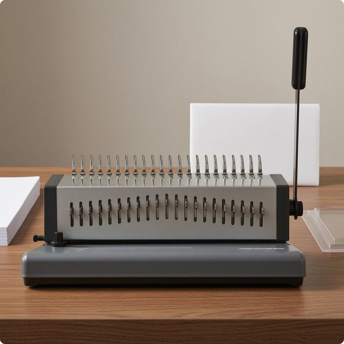 21-Hole Binding Machine Sturdy Base Manual Comb Binder 2-in-1 Punching Comb Binding Machine for Print Shop