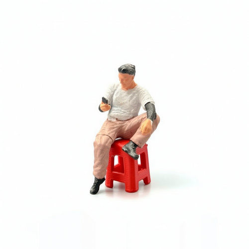 Seated Figure with Stool Painted Figurine Mini for Hobbyists