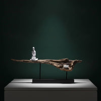 Zen Sculpture with Base Calm Monk Figurine Feng Shui for Entryway, Minimalists