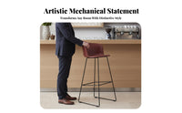 Metal Frame High Stool with Backrest Utilitarian Design Kitchen Island Stool Warehouse Design Built-in Footrest for Homeowners
