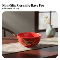 Autumn Festival Dice Bowl Set, Large Red Ceramic, Festive Gift, Full Accessories