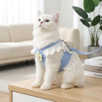 Walking Harness and Leash Set, Lace Dress for Small Medium Pets, Non-Retractable Walking Set for Small Pets