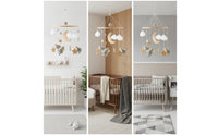 Nursery Mobile with Wooden Loop Hanging Baby Mobile with Loop Decor Crochet for Newborn