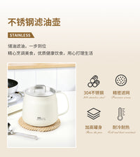 304 Stainless Steel Oil Storage Pot with Lid and Filter for Kitchen Use