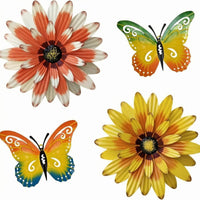 4 Pieces Metal Flower Wall Decor Set 3d Design Metal Wall Decor Set for Indoor
