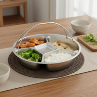 5-Compartment Food Steamer Insert Anti-Scald Divided Steamer Plate with Handle