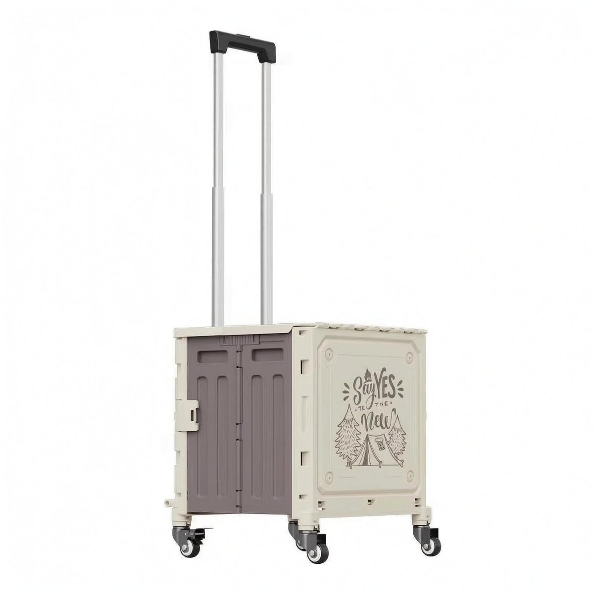 Foldable Shopping Cart Telescopic Handle Folding Grocery Cart Decorative Graphics